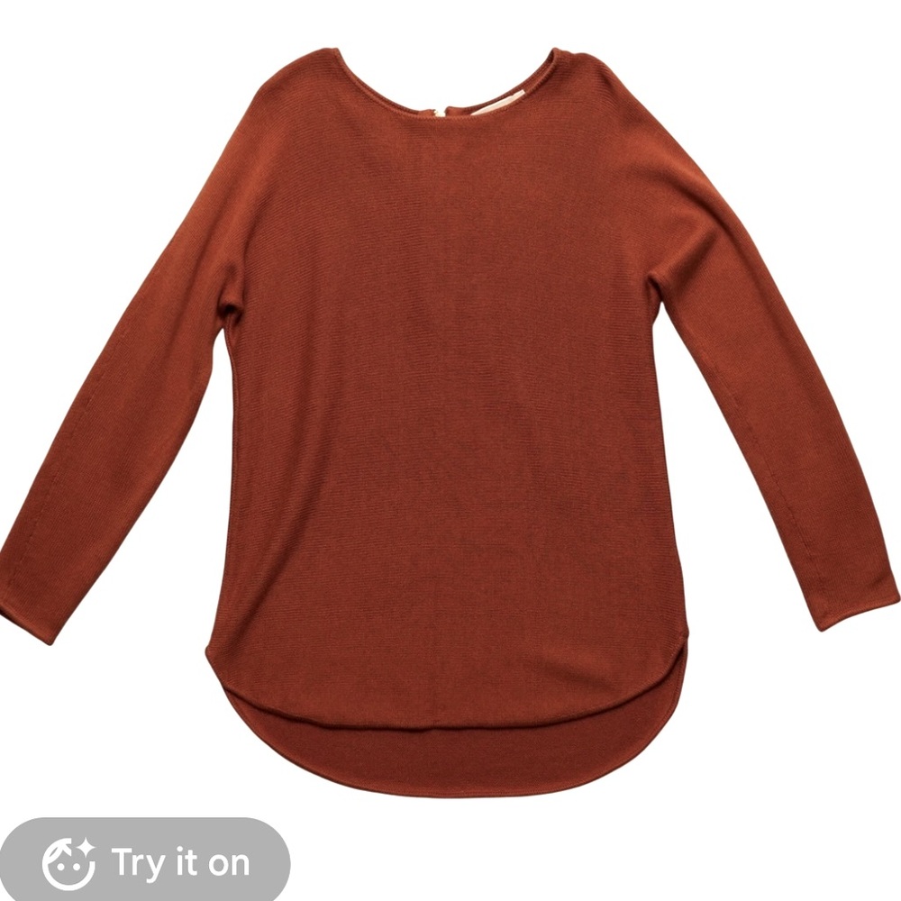Michael Kors / Zip-back Pullover Knit Tunic Sweater Burnt Orange size Large